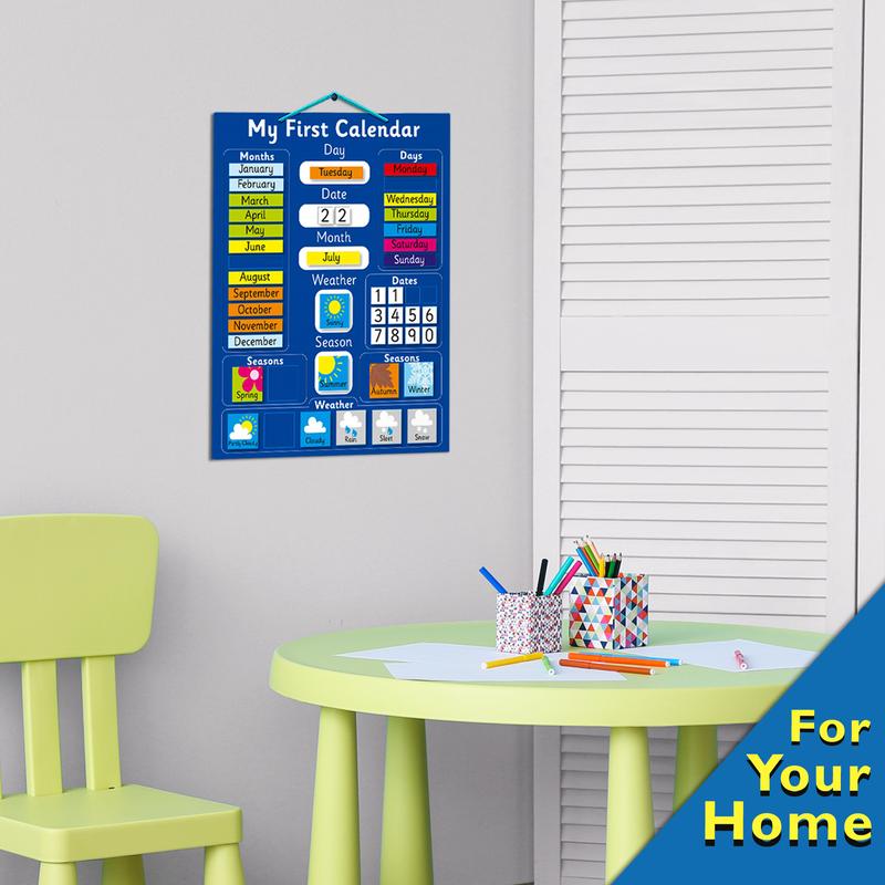 Interactive Children's Magnetic Learning Calendar - Blue- Fun Educational Tool for Time, Seasons, and Weather Awareness - 40x32 cm with Easy Hang Loop 4