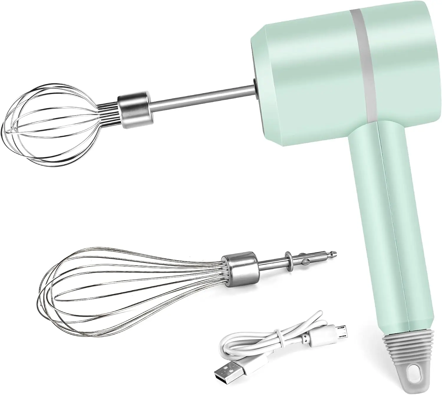 Hand Mixer Electric Whisk Wireless Portable Hand Whisk USB Rechargeable 3 Speeds Electric Mixer for Making Coffee Cake Lattes Electric Hand Whisk for Use at Home Office Outdoors