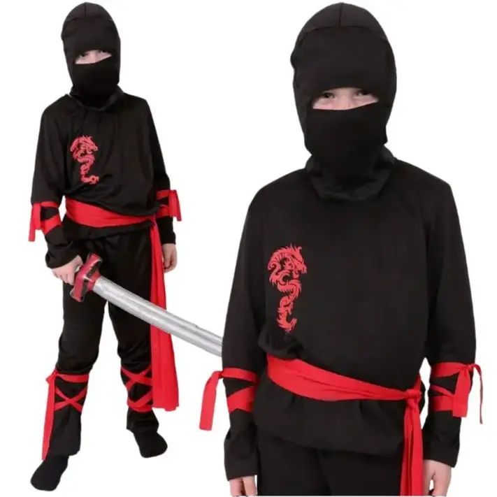 Childs Ninja Costume with Inflatable Sword for World Book Day, Halloween