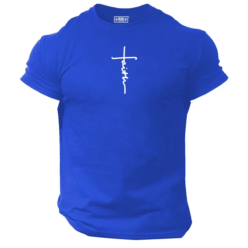Faith T Shirt Gym Clothing Bodybuilding Weight Training Workout Exercise Kick Boxing Martial Arts MMA Karate Gymwear Men Tee Top 1
