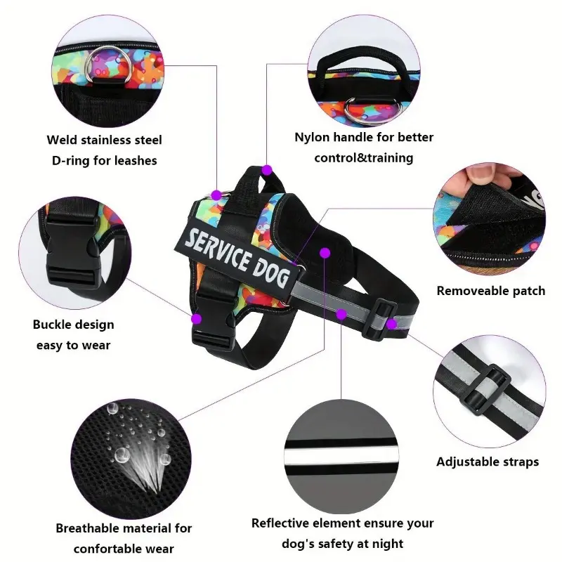 HOEBO No-Pull Dog Harness Reflective Dog Vest Breathable Adjustable Pet Harness