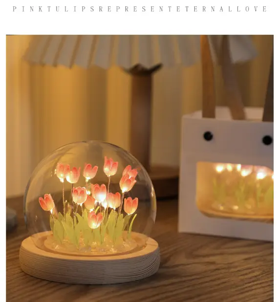 LED Tulip Flower Night Light - Handmade Bedroom Decor Lamp for Home Fairy Decor 6