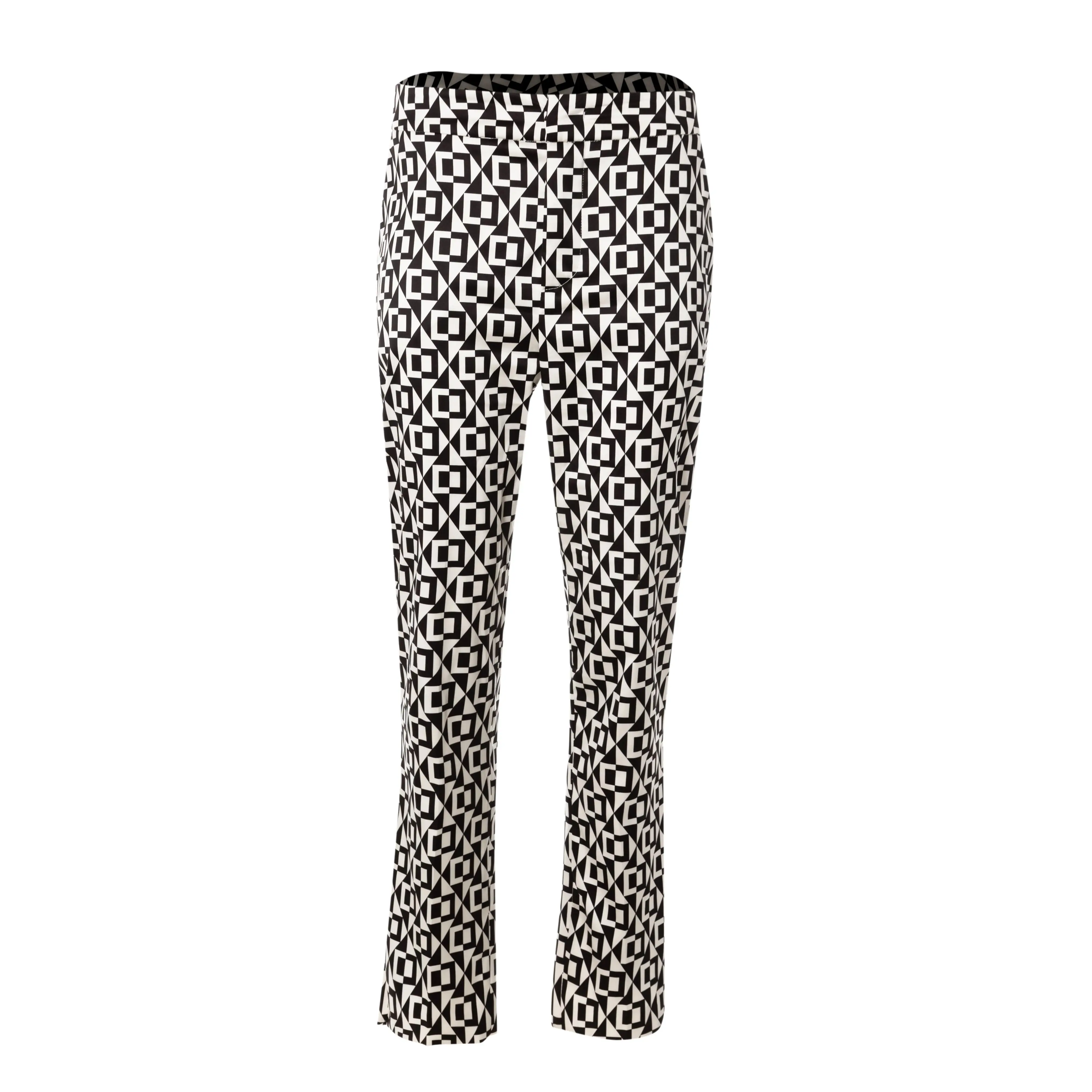 Preowned Flavio Castellani Pants/Leggings Black &amp; White Polyester XL / UK 14 Straight Zip &amp; Button Closure Geometric Squares Never worn