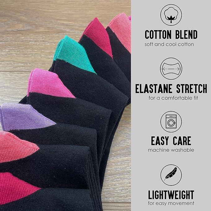 The Essentials Wardrobe Ladies Socks 12 Pairs Heel & Toe Coloured Socks Women Ribbed Top Formal & Casual Multipack Socks Soft Breathable Elastane Stretch Ankle Socks Size 4-8 Cotton Womenswear Comfortable Fit Simple Fashion Stocking Basic Festival Party 3