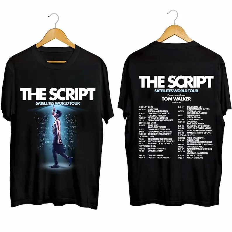 The Script T-Shirt, Satellites World Tour 2024 T-Shirt, The Scrip Streetwear Crewneck T-shirt