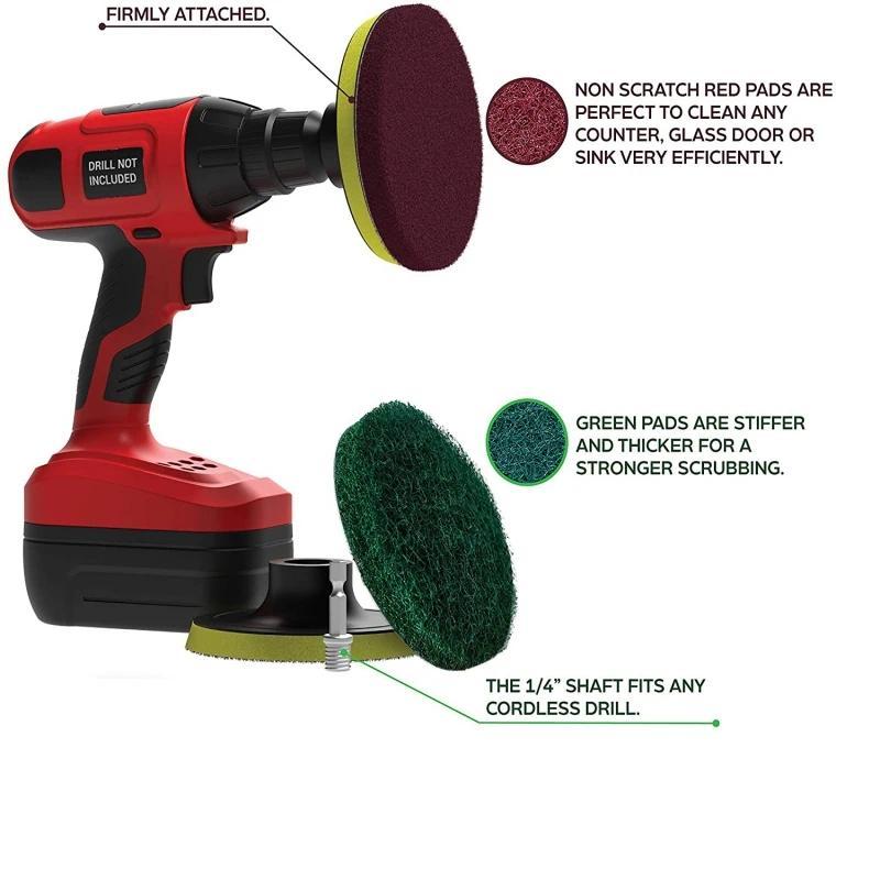 Product Introduction of New 4 Inch Drill Power Brush Tile Scrubber Scouring Pads Cleaning Kit Household Cleaning Tool Bathroom Floor Tub Polishing Pad 32