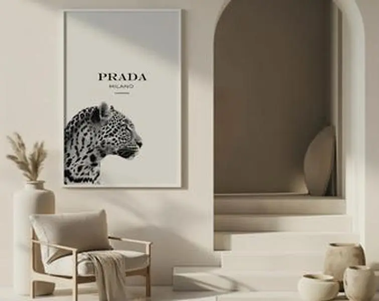 Prada Leopard Wall Art Prada Prints Vogue Poster Trendy Wall Art Black White Wall Art Designer Art Print Aesthetic Dopamine Decor Prints "