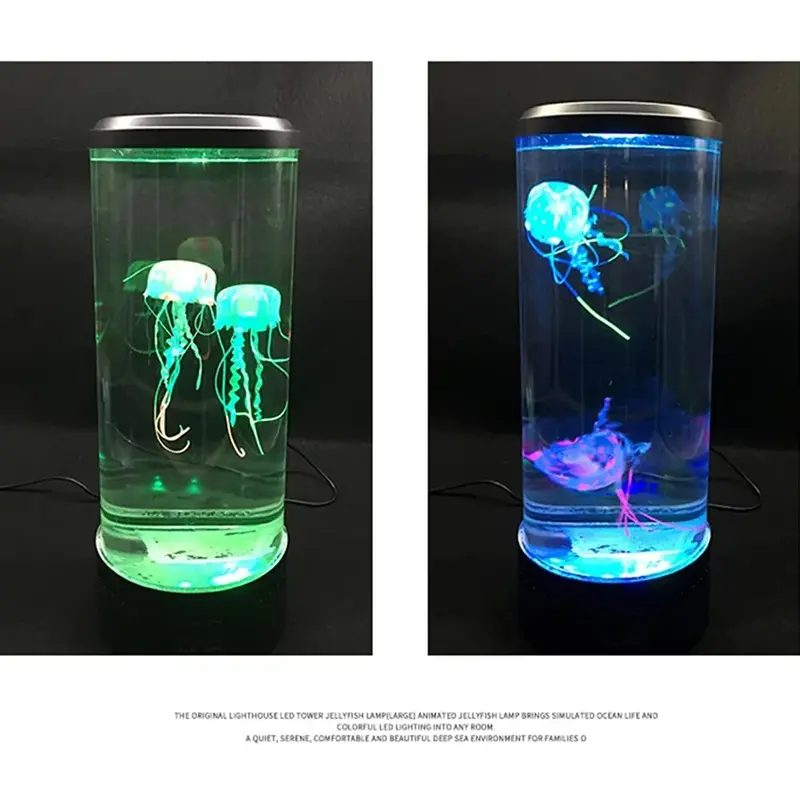 Jellyfish Lamp LED Night Light Color Changing Mood Improving Lamp Home Decoration Lights Aquarium Birthday Gift for Kids USB Charging and battery powered 2