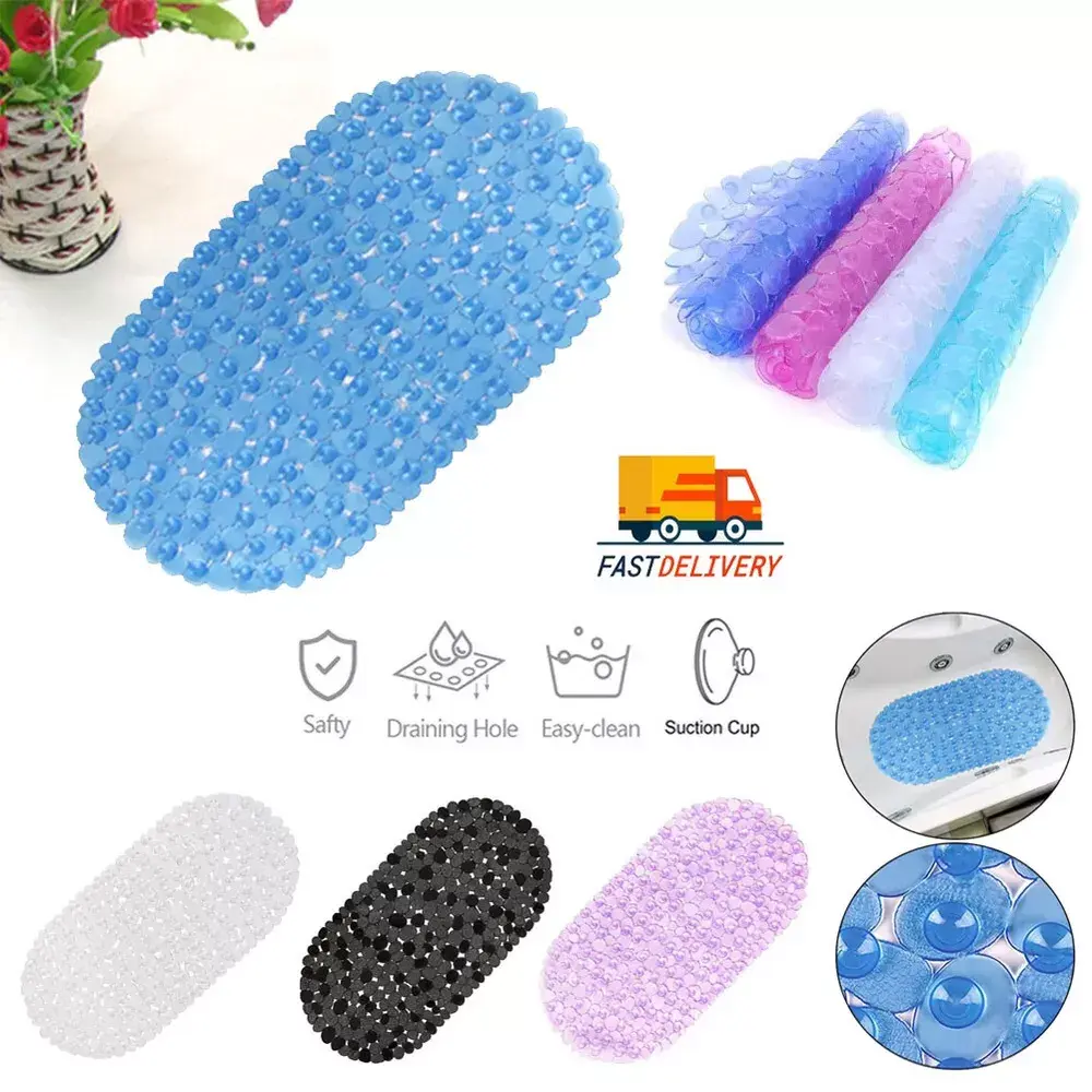 Anti Non-Slip Bath Mat, Rubber Shower Mat with Strong Suction, Slip Resistant, Large Size, UK Cover