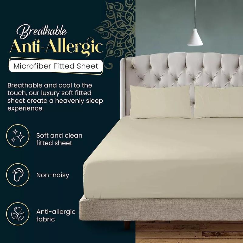26cm Fitted Sheet Queen - 100% Brushed Microfiber Quality 1800 Ultra Soft Fitted Sheet - Bottom Sheet Shrinkage & Fade Resistant - Deep Pocket Up to 16" - 1 Queen Fitted Sheet Only (White) 2
