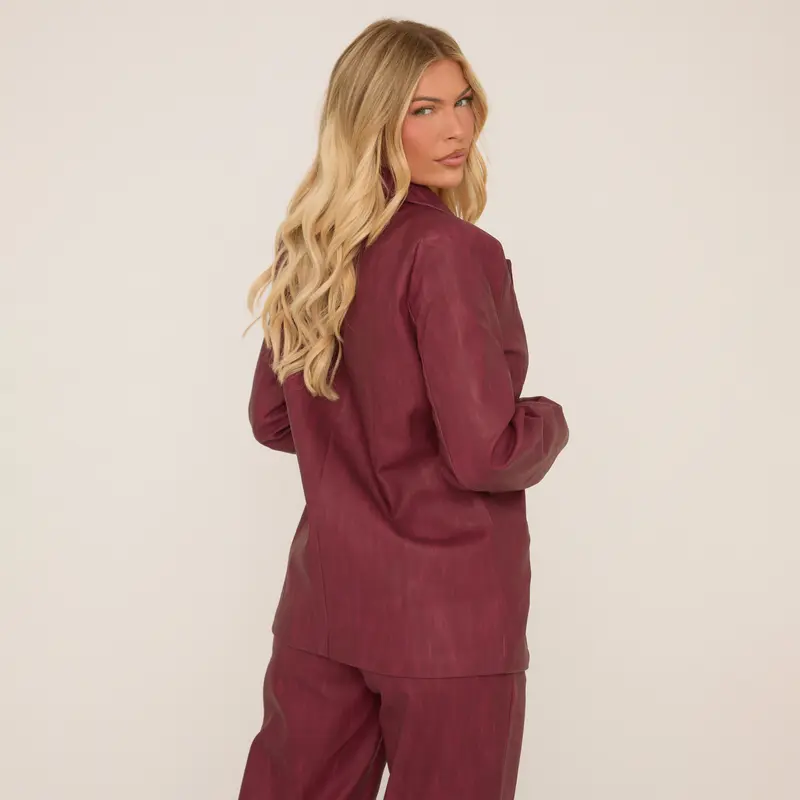 Washed Faux Leather Oversized Blazer 3