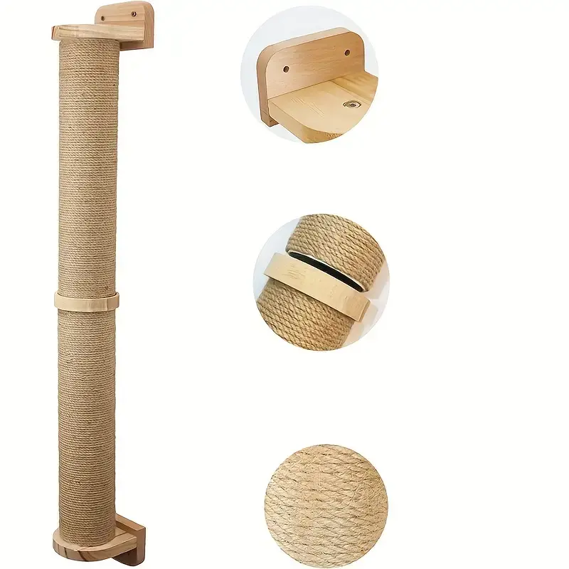 Wall Cat Tree - Space-Saving, Versatile Indoor Activity Center with Sisal Rope Scratching Board, Wooden Furniture, and Climbing Tube for Large and Small Cats - Perfect for Indoor 3