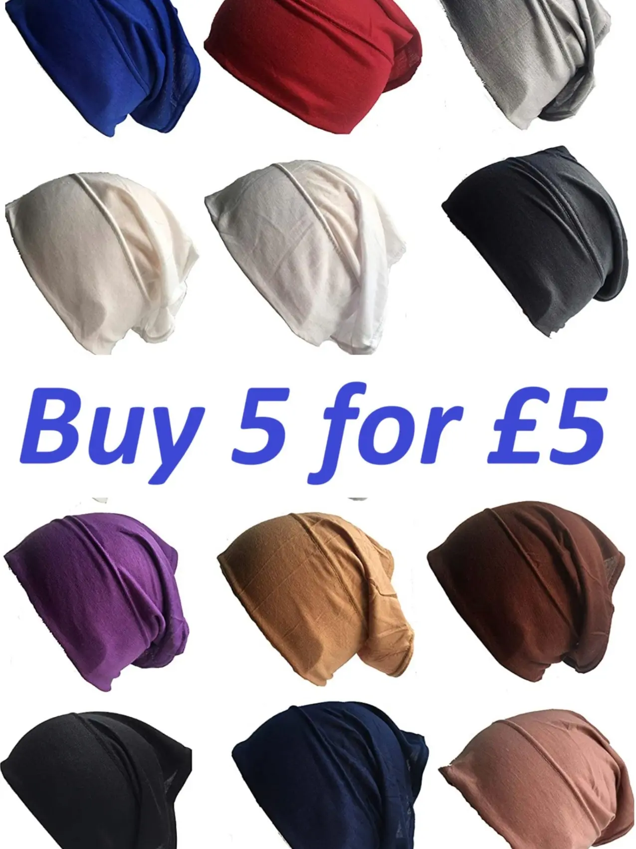 Needs & Wants 5 FOR £5 Underscarf Under Hijab Tube Stretchable Bonnet Cap Women Hijab Tube Cap Breathable Hijab Cap Muslim Headscarf Headwrap UnderCap for Hijab Cap Hijab Under caps for Women Tube Bonnet Cap New Assorted   Under Hijab stretchable fabric