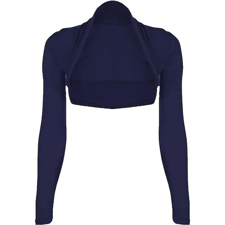Ladies Cropped Long Sleeve Plus Size Bolero Shrug Womens Plain Open Front Cardigan Crop Top Shrug 3