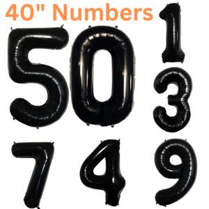 40" inch Black Foil Number Balloons. Helium Happy Birthday Anniversary Balloon.Number Age Balloon. Pack Decor premium  balloons