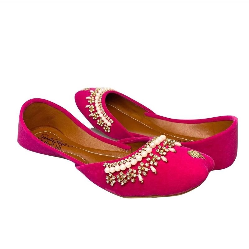 Handmade Ladies Pakistani Indian Khusa Sandal | Diamonte and Pearl Punjabi Jutti | Wedding shoes | Gift For Her | Gold Silver Black Pink Maroon Women Comfort Footwear 9
