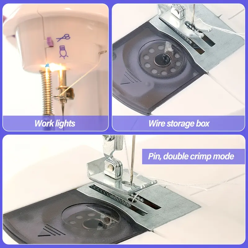 1/2pcs Portable Multifunctional Sewing Machine, Household Mini Electric Sewing Machine, Dual Line 2-speed Desktop Sewing Machine with Pedal Night Light, Suitable for Beginners, Household, Christmas Gifts, Holiday Gifts, Birthday Gifts, Violet 6