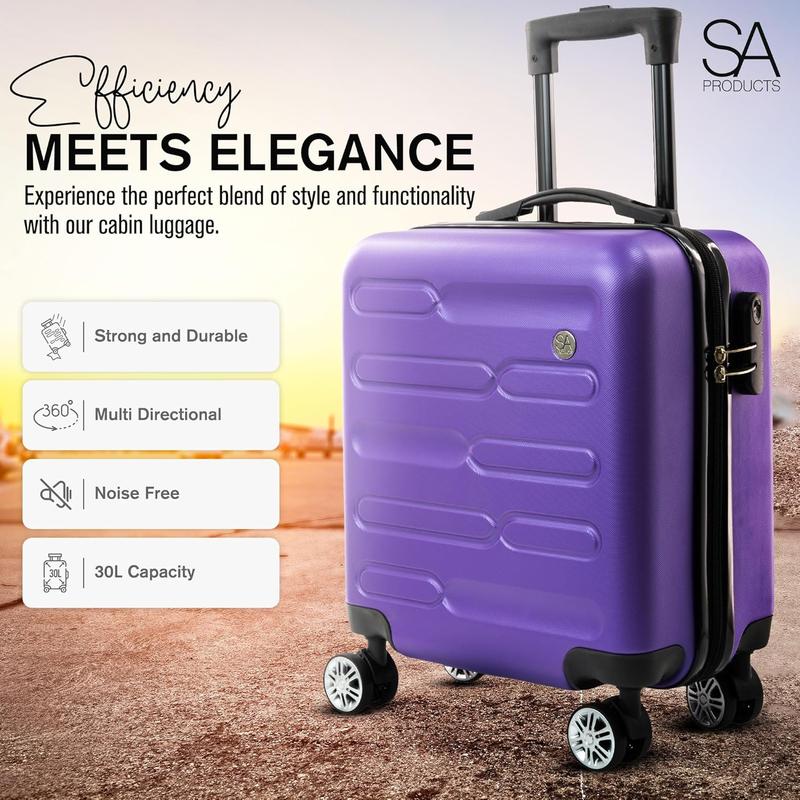 Cabin Suitcase, Carry on Suitcase, Easy Jet 45x36x20 Cabin Bag | Lightweight Suitcase Telescopic Handle, Hard Shell Small Suitcase with Wheels | Travel Cabin Luggage Suitcase (Purple) 4