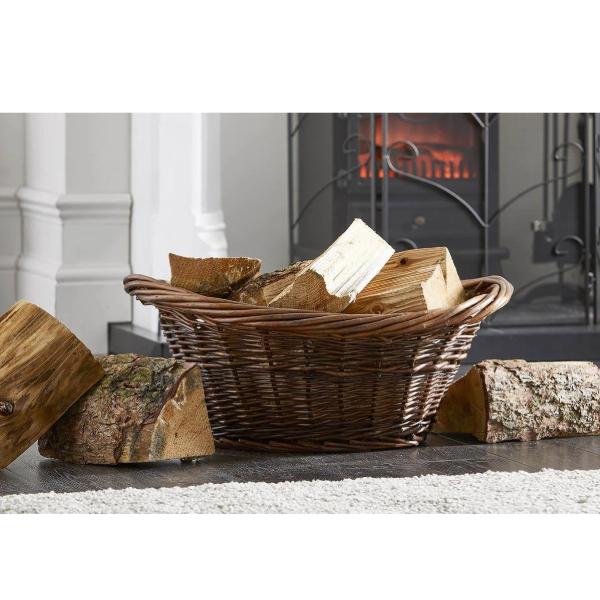 simpa Willow Wicker Log Basket with Integrated Handles (No Liner) Organiser Traditional 1