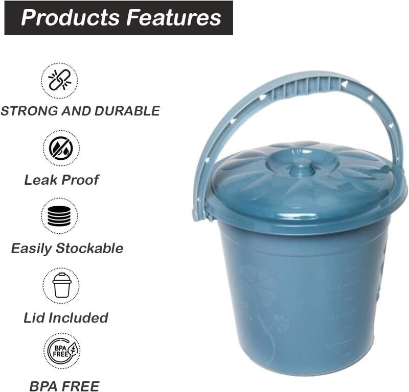 Plastic Bucket with Lid Handle | 5 Litres | BLUE | 2 Pcs | Household Bucket | Storage Bucket Bin Container, Multipurpose Use for Home, Garden and Workshops (Pack of 2) 2