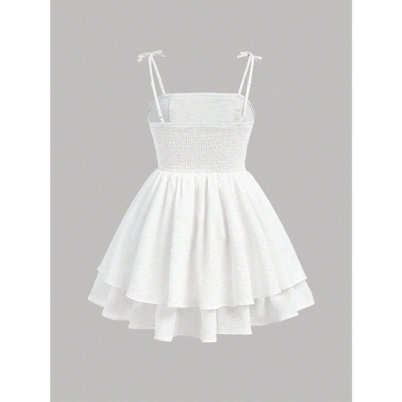 Bubble Crinkled Double Layered Skirted Cami Dress For Teen Girls[S12] regular holiday casual dresses beach  dress summer minidress women outfits 1