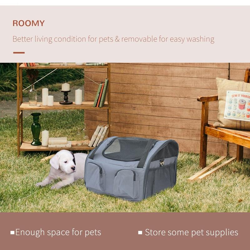 Pets Carrier Folding Bag Car Seat Cat Dog Puppy Portable Travel Cage Mesh Holder 2
