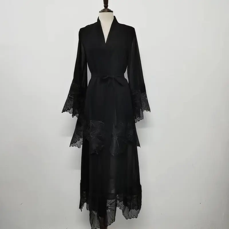 HASASERIES HS1025 1pcs Lace Embroidery Double-Layer Cardigan 5