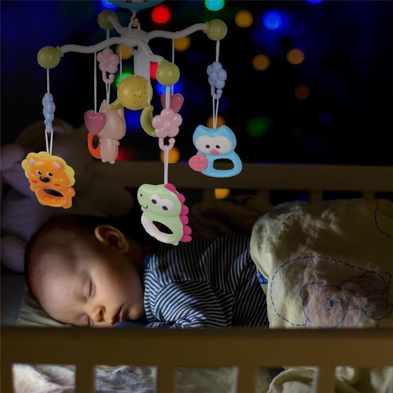 Baby Crib Toy, Baby Crib Mobile with Music and Lights, Cot Mobile Toy with Timing Function Projector and Remote Control, Baby Crib Toys for Boys Girls (Blue) 4