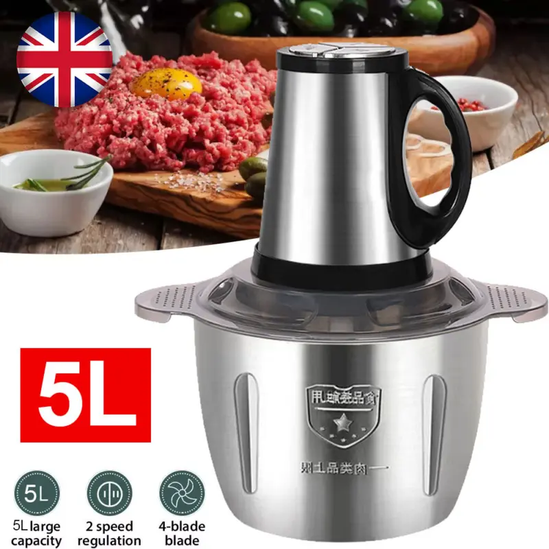 5L Stainless Steels Meat Grinder Electric Mincer Mixer Blender Food Processor UK