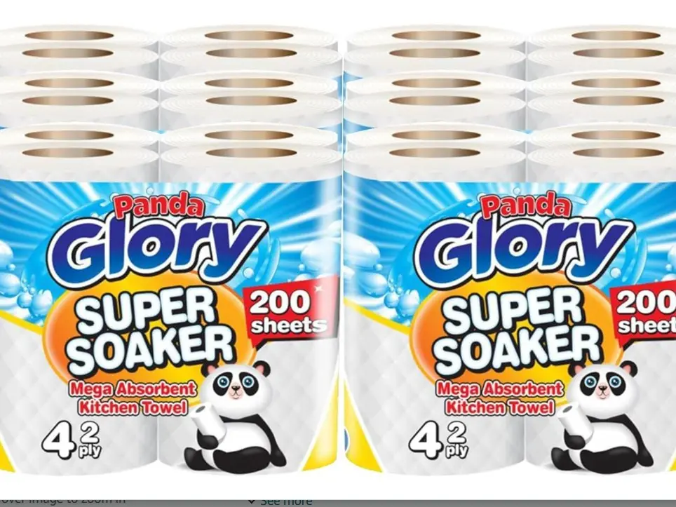 Panda Glory Super Soaker 2 PLY Mega Absorbent Kitchen Towel Cheap Bulk 48 Rolls Wipes