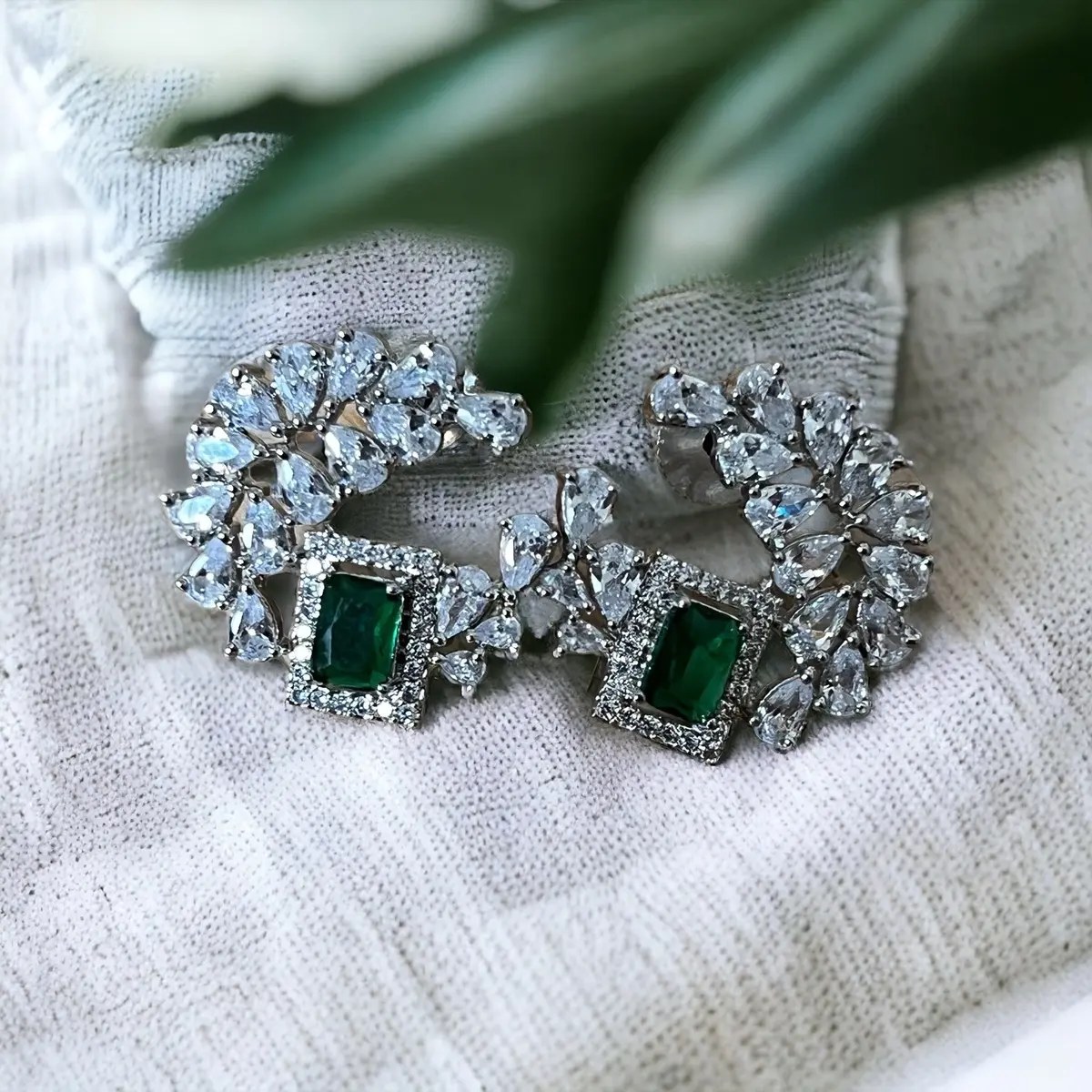 MY LITTLE SECRET LTD Green AD Stud Earrings for Versatile Style