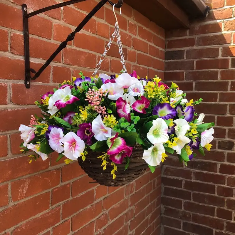 Hanging basket morning glory artificial handmade garden patio