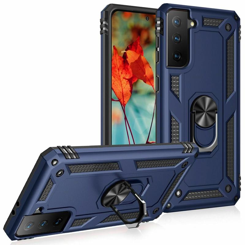 Samsung Galaxy S21 / S21+ / S21 Ultra / S21FE Tough Armor Shockproof Case with Ring/Stand - Black / Blue / Red Accessories Magnetic Metal Protection Smartphone Cellphone Cover Phonecase Protective Casing Handheld Devices Holder Detachable 1