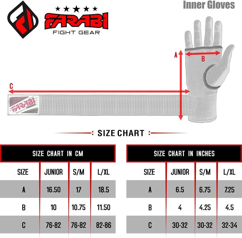 Farabi Kids Junior Inner Hand Wraps Gloves Easy Gel Padded Boxing Easy Gloves Pair 4