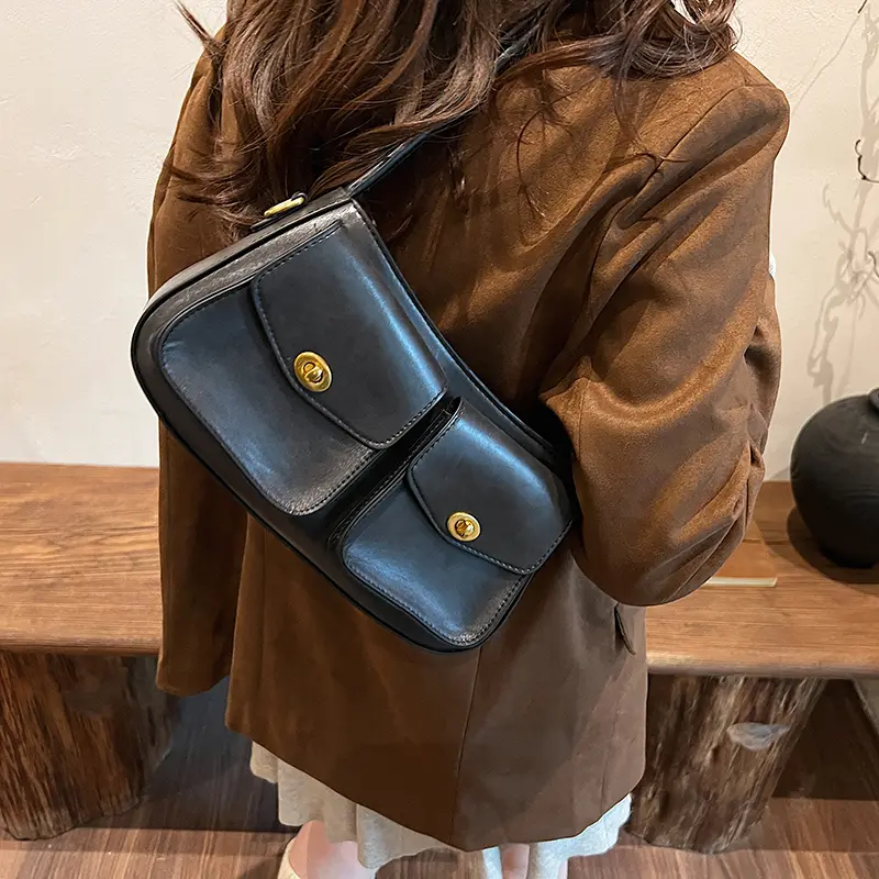 Fashion Women PU Leather Handbags Double Pockets Shoulder Saddle Bag High Quality New Ladies Messenger Crossbody Bags for Women 1