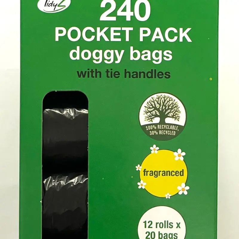 240 Pack Doggy Bags with Tie Handle Fragranced for Picking Up Dog Poo - Hygienic and Convenient pet wipes poop
