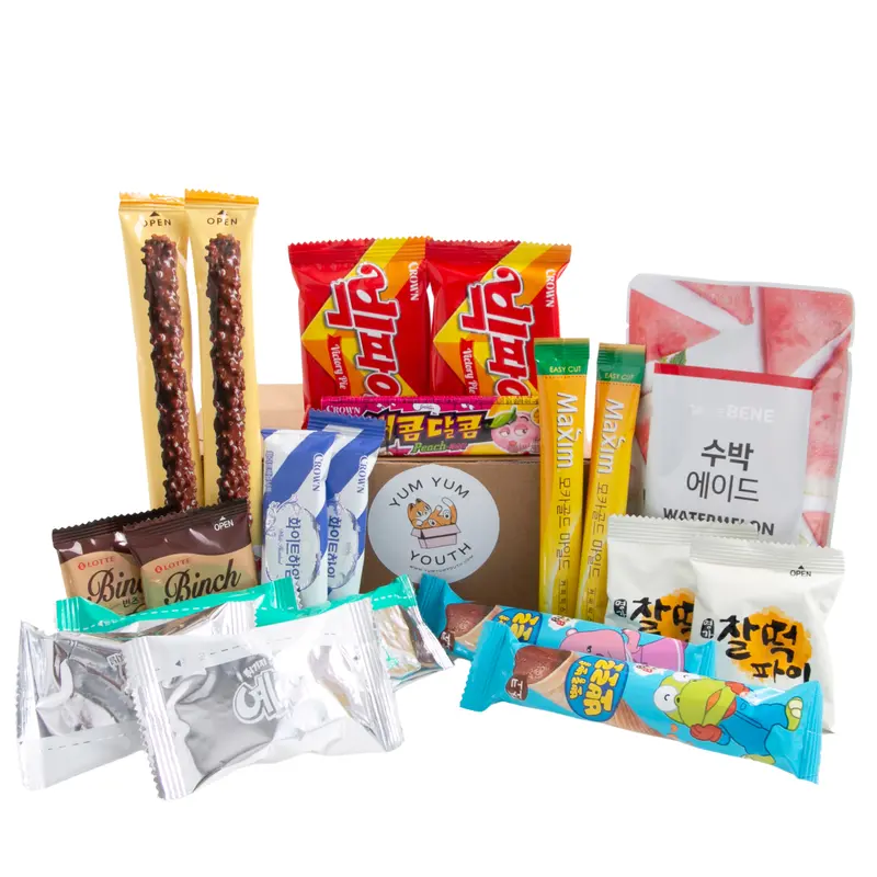 Yum Yum Korean Cake Biscuit Coffee and Savoury Snack Set for Two | Gift for a Couple | Asian Food Sharing Box | K-Drama Gift 0