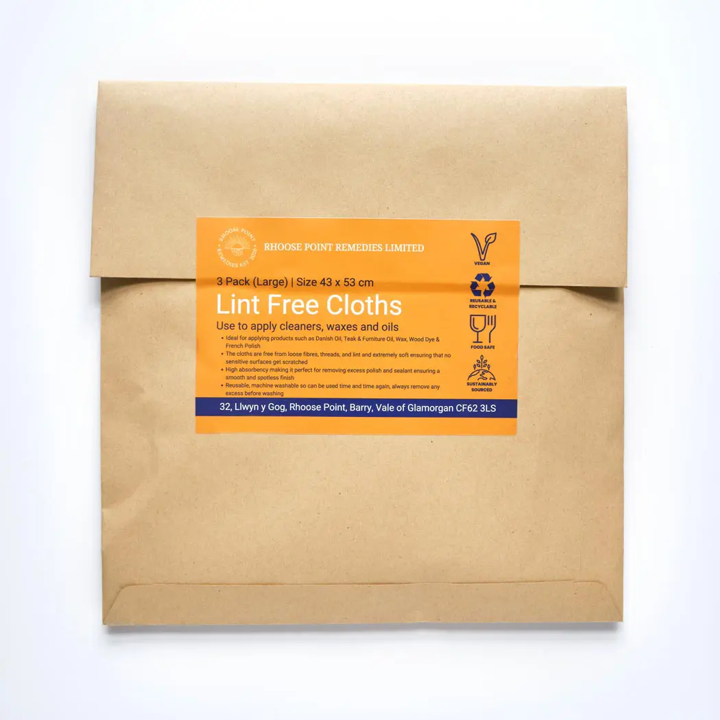 Lint Free Cloths by Rhoose Point Remedies - Ideal for Cleaners, Waxes & Oils. Free from Loose Fibres, Threads and Lint. Extremely Soft and Highly Absorbent