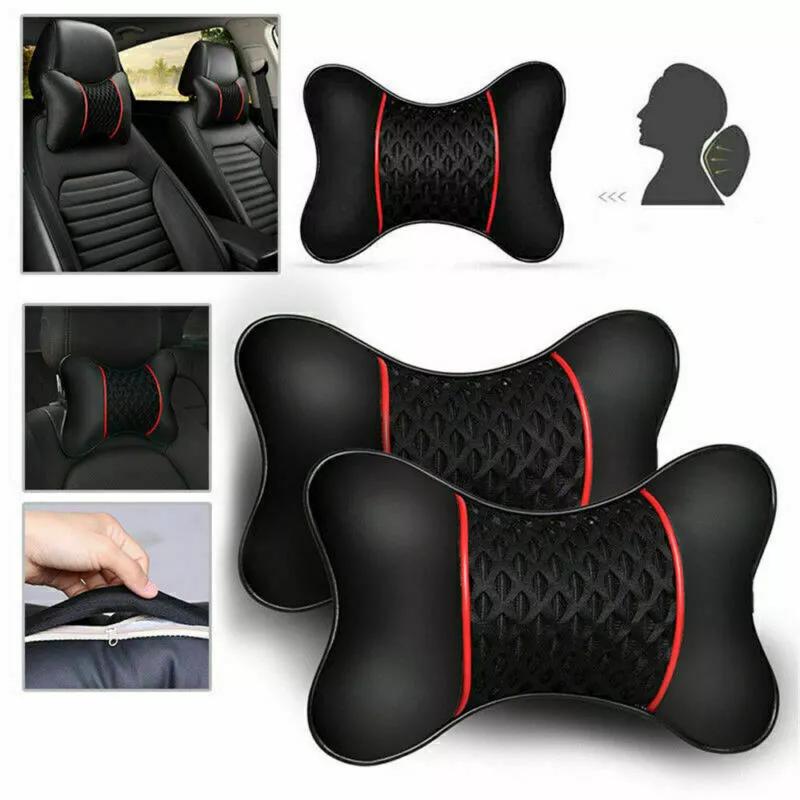 2x Car Seat Head Neck Rest Cushion Chair Support Pillow Back Headrest UK 1