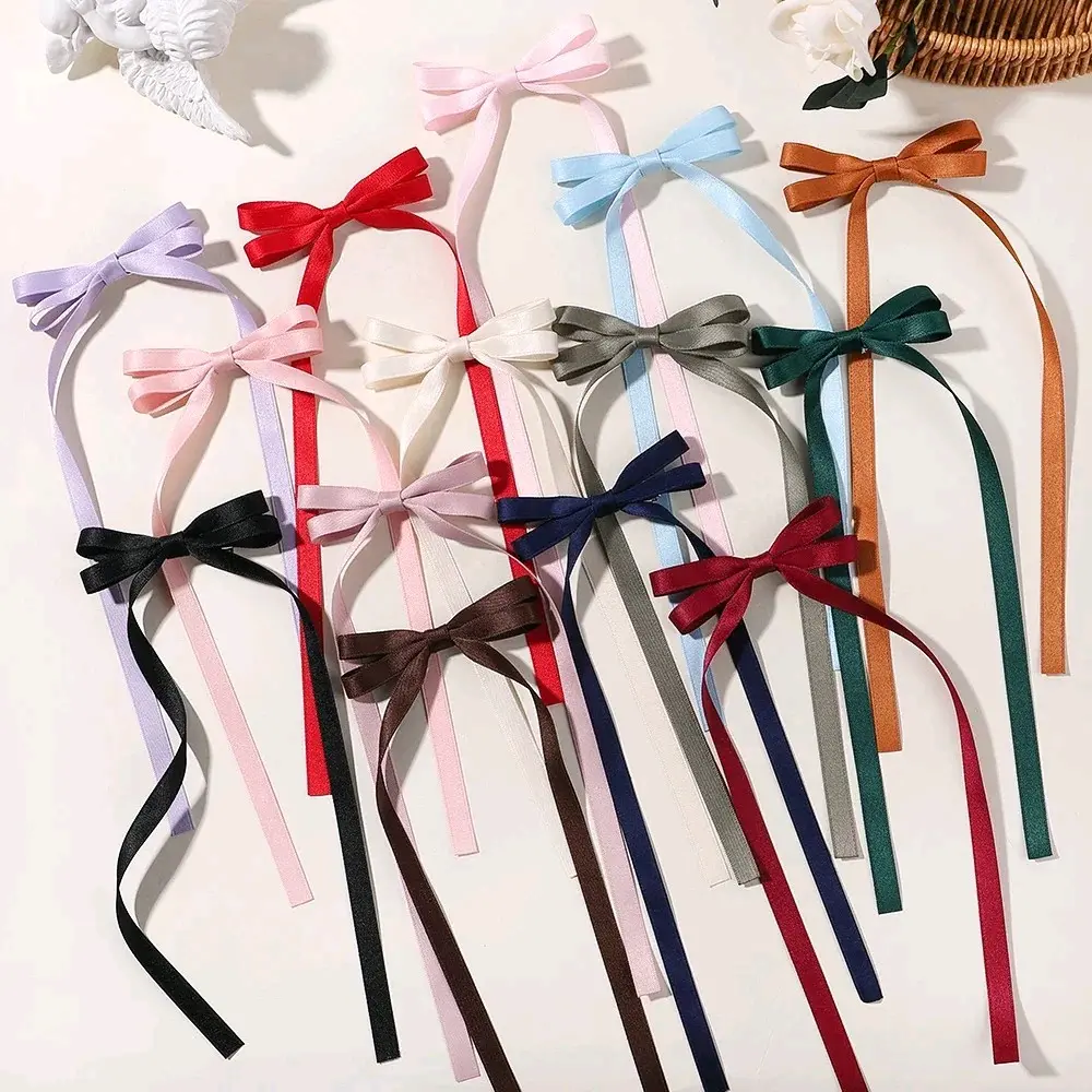 Long Ribbon Hair Bow kids/ Woman - Fashion Hair Clip clips