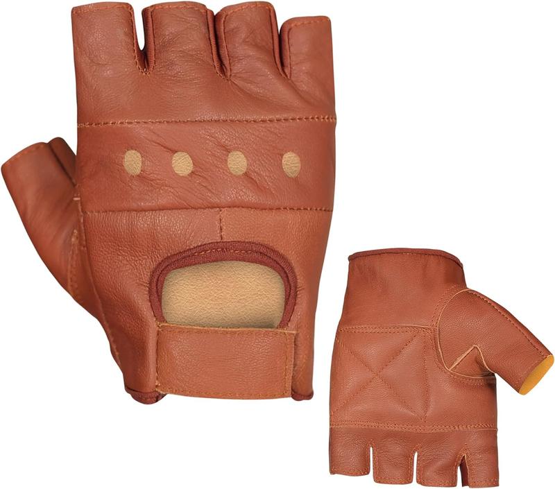Mozi Sports  LEATHER HALF FINGER CYCLING WHEELCHAIR GYM BUS DRIVING WEIGHT LIFTING GLOVE 2