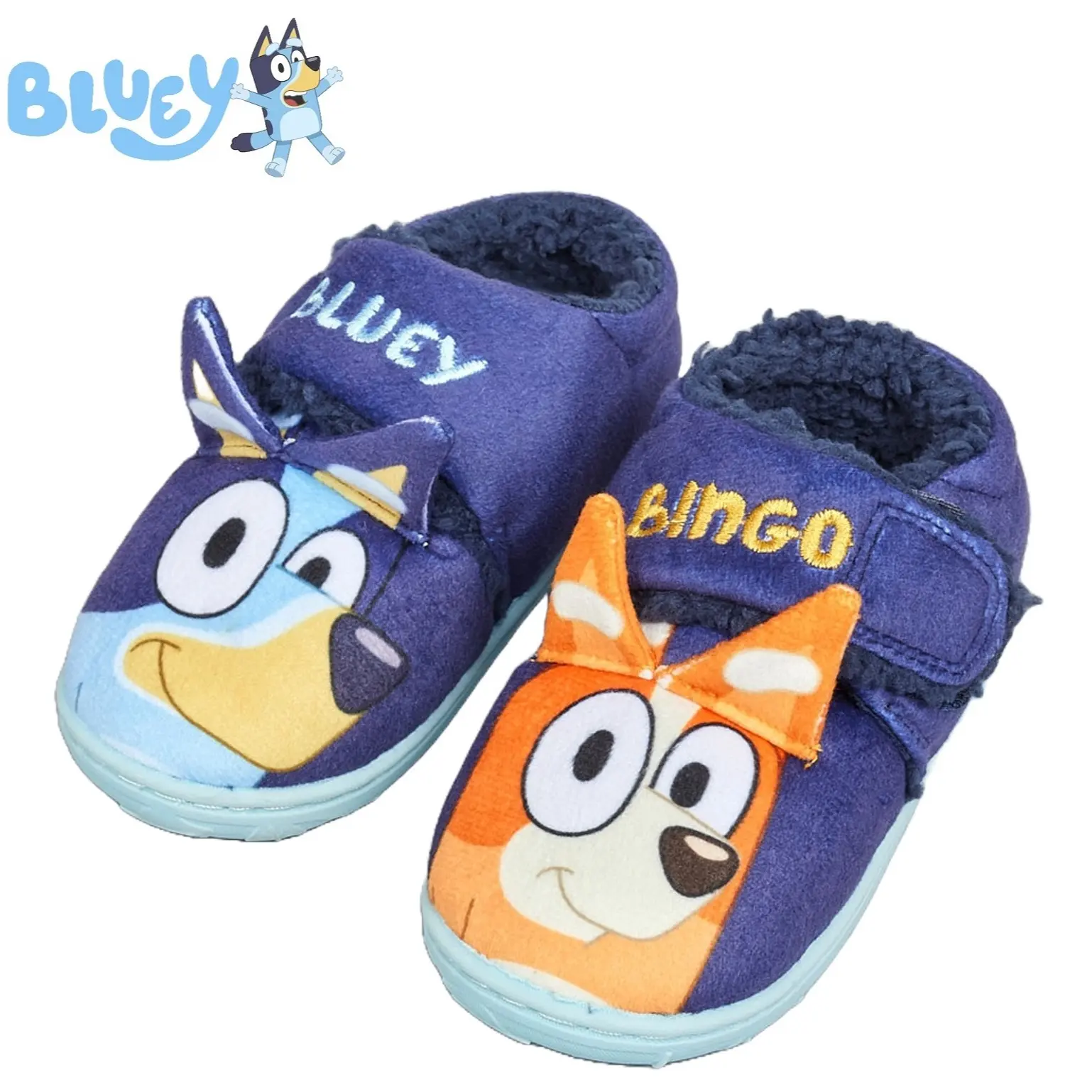 BLUEY BOYS 3D CHARACTER FLEECE LINED NOVELTY SLIPPERS BY BLUEY KIDS UK SIZE 6-12