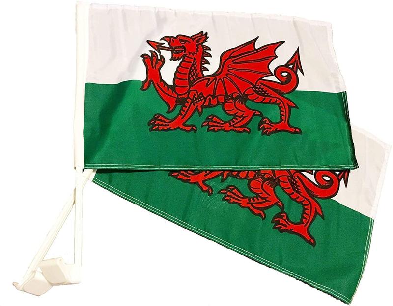 2 Pack of National Flag of Wales Car Flags 0