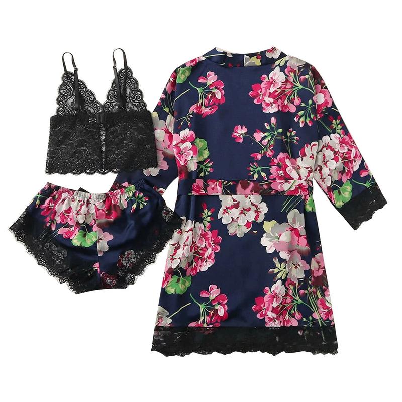 Product Introduction of Underwear and sleepwear two-piece set, simulated silk charm suspender shorts, satin sexy and erotic home clothes 4