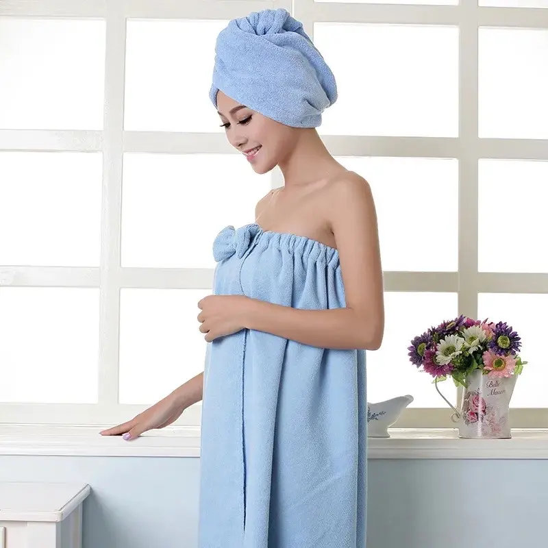 Quick dry micro-fibres bath Towel with hair wrap