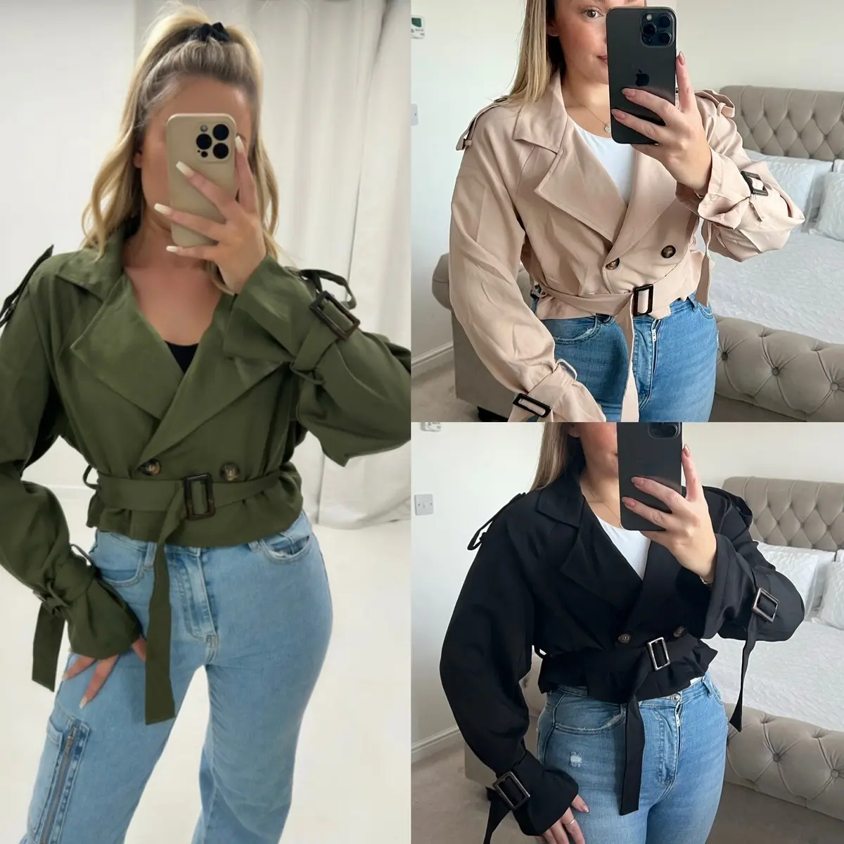 Belted Cropped Trench Jacket