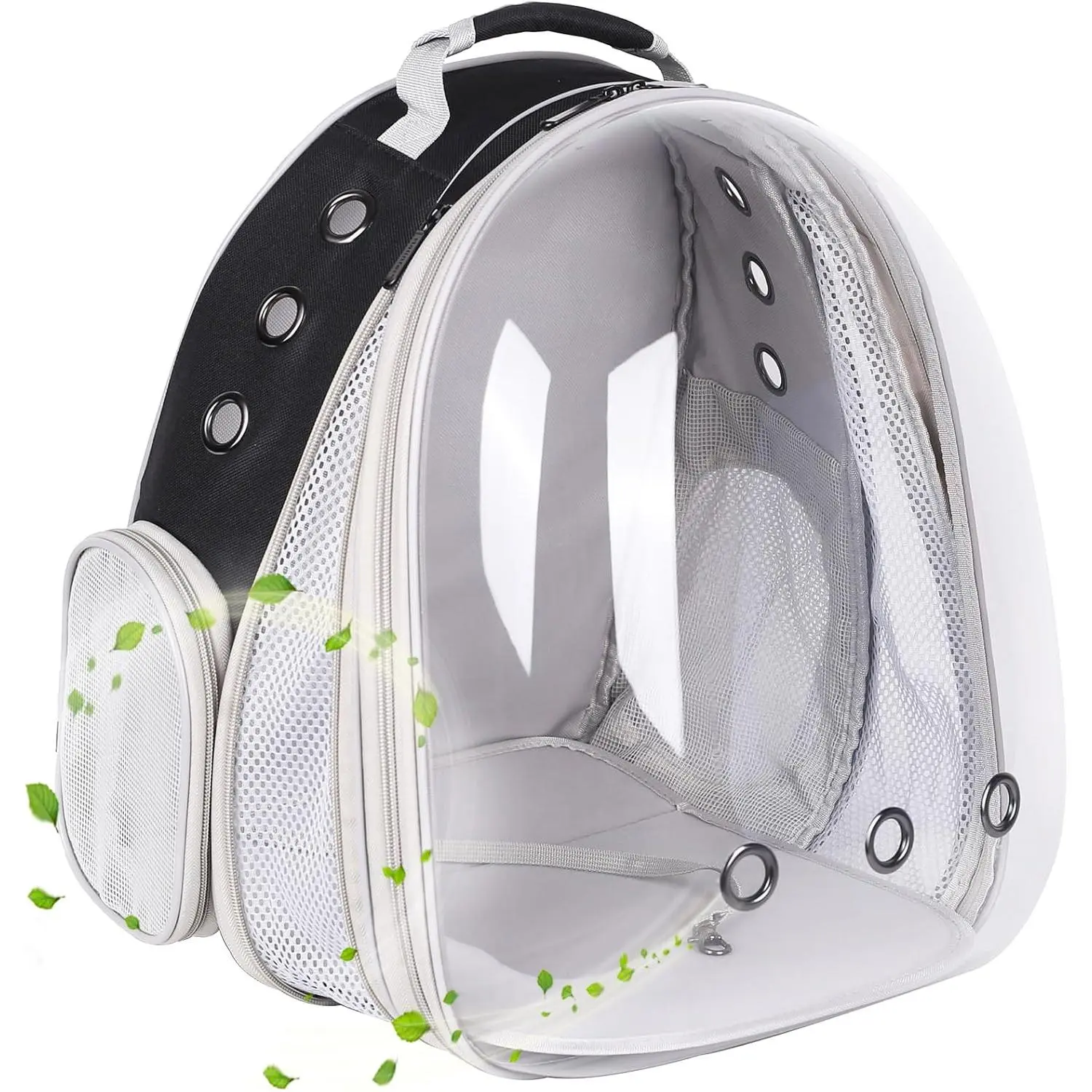 Cat Backpack Carrier, Fit up to 9 kgs Large Cat, Front Extension Space Capsule Clear Bubble Window Pet Carry Transport Book Bag for Fat Cat Small Puppy Rabbit (Black, Front Extension - Clear Bubble)