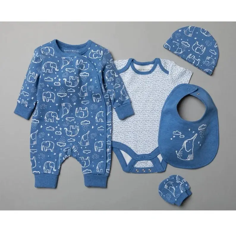 New Baby Boy 7 piece Gift set, Elephant set with Booties and comforter, Baby Shower Gift, Baby Boy Gift, New Baby, New Mum gift 2