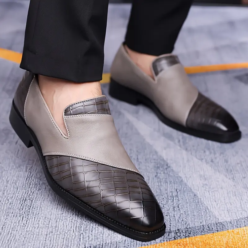 Stylish Men's Pointed Toe Oxfords - Premium Synthetic Leather, Slip-On Design, Breathable PU Lined, Rubber Sole for Comfortable Daily & Casual Wear - Ideal for Spring and Fall Seasons