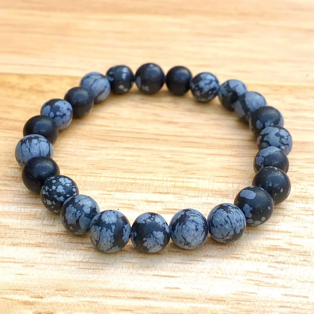 Snowflake Obsidian 8mm Beaded Healing Bracelet  ( 172165 )